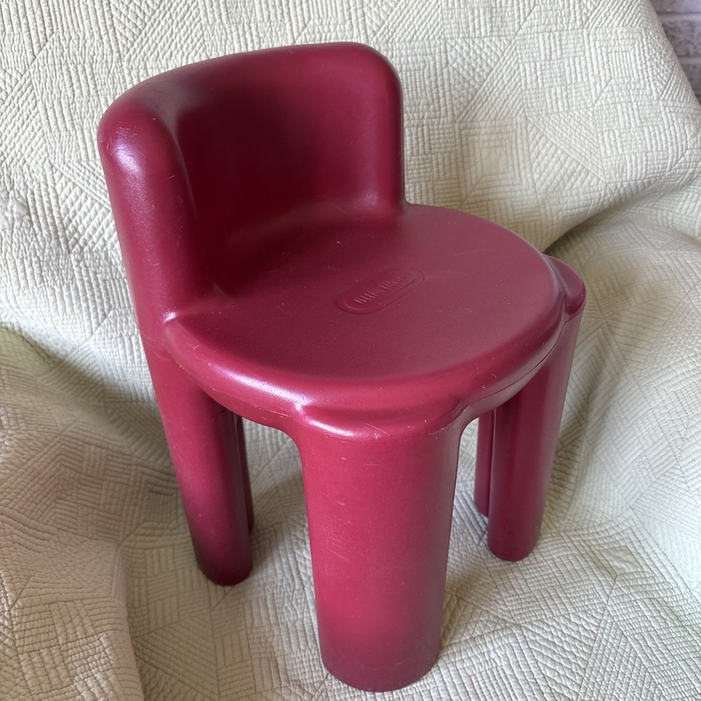 Vintage Little Tikes Red Chunky Toddler Chair Molded Plastic ChildSize Retro 15"